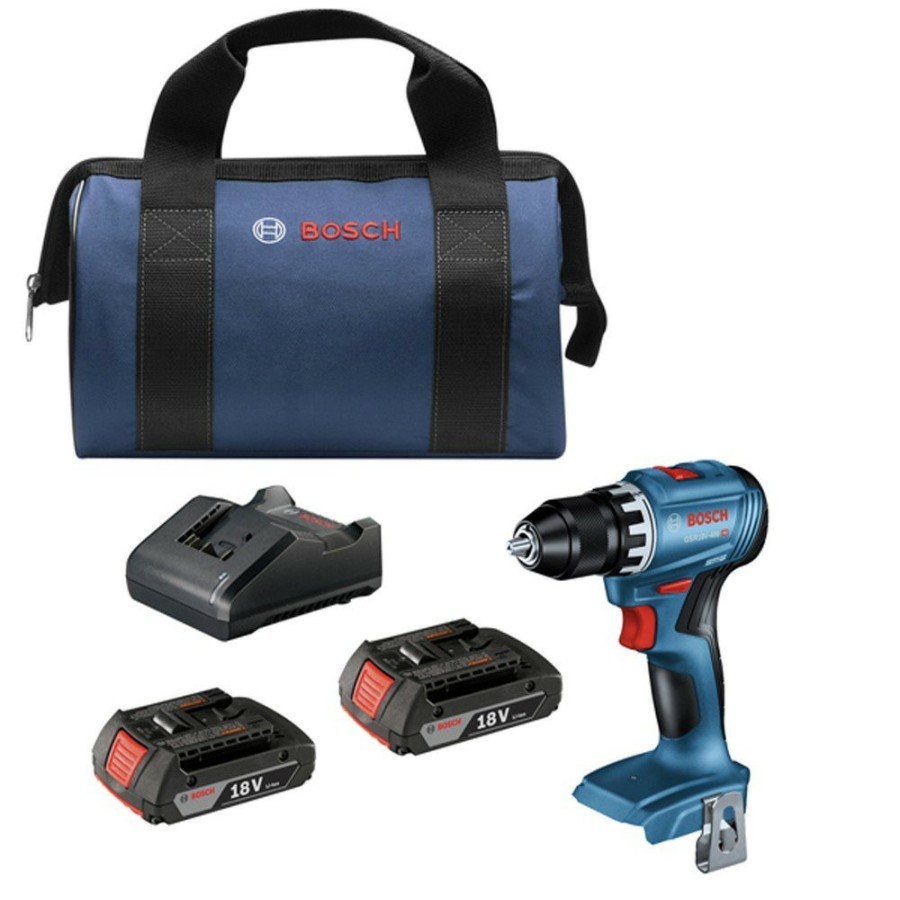 Power Tools Bosch Drill Drivers | Bosch Gsr18V-400B22 18V Brushless Lithium-Ion 1/2 In. Cordless Compact Drill Driver Kit With 2 Batteries (2 Ah)