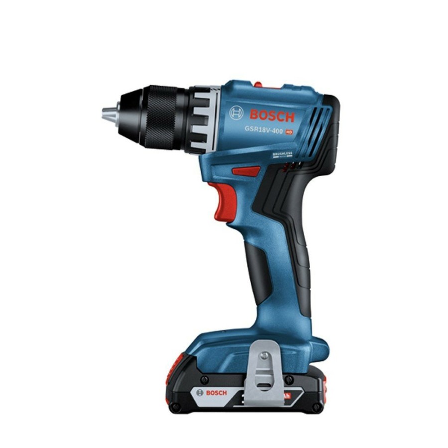 Power Tools Bosch Drill Drivers | Bosch Gsr18V-400B22 18V Brushless Lithium-Ion 1/2 In. Cordless Compact Drill Driver Kit With 2 Batteries (2 Ah)