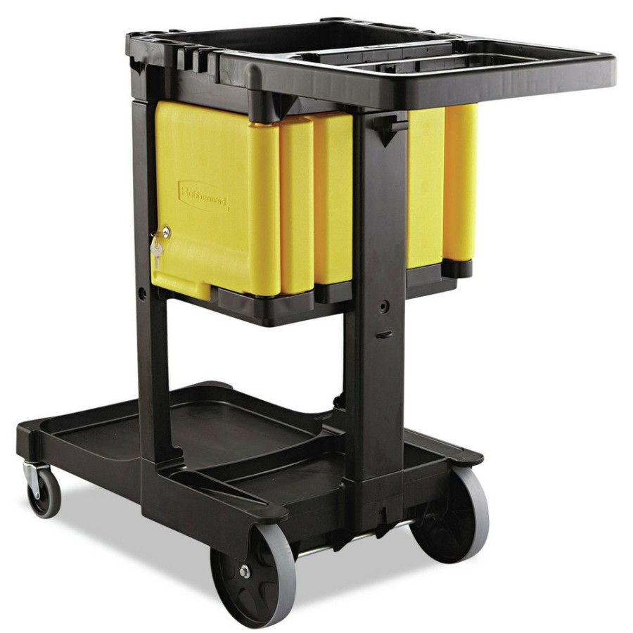 Facility Maintenance & Supplies Rubbermaid Commercial Cleaning Carts | Rubbermaid Commercial Fg618100Yel Locking Cabinet For Cleaning Carts - Yellow