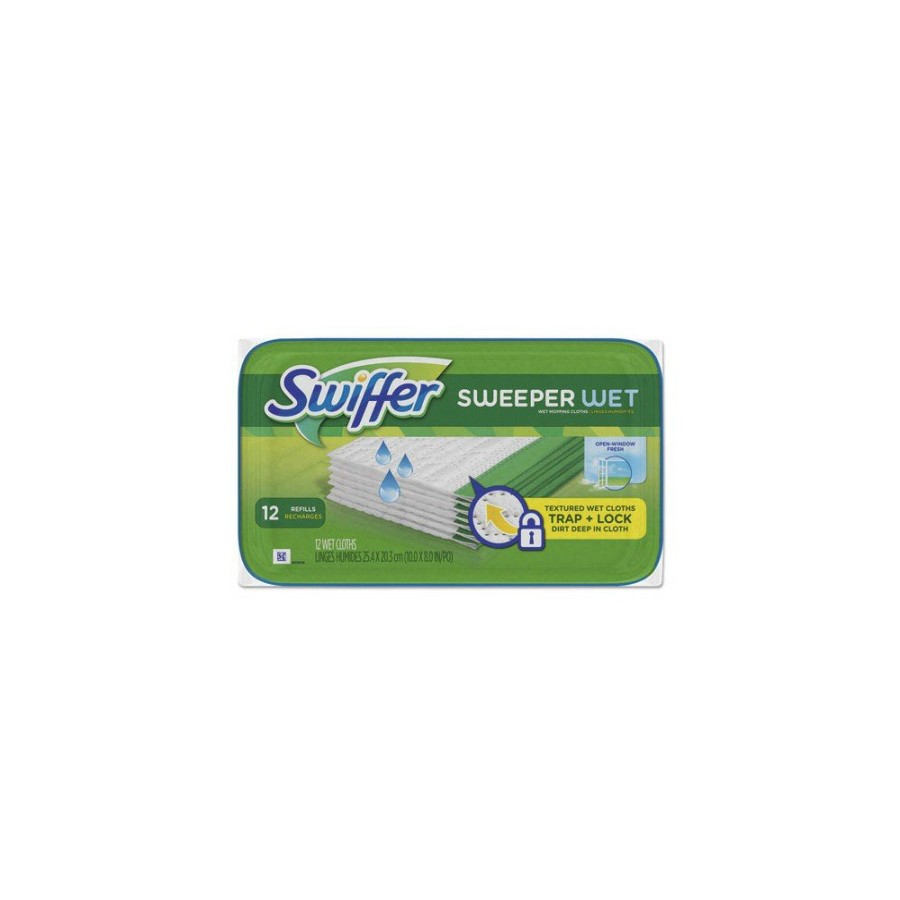 Facility Maintenance & Supplies Swiffer Cleaning Tools | Swiffer 95531Pk 8 In. X 10 In. Open Window Fresh Wet Refill Cloths - White (12/Pack)