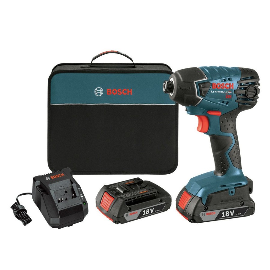 Power Tools Bosch Impact Drivers | Factory Reconditioned Bosch 25618-02-Rt 18V Lithium-Ion 1/4 In. Impact Driver With Slimpack Batteries