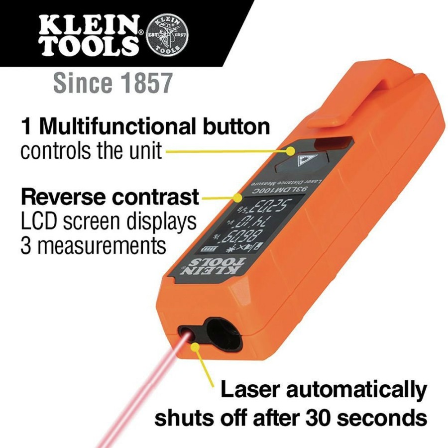 Hand Tools Klein Tools Laser Distance Measurers | Klein Tools 93Ldm100C 100 Ft. Compact Laser Distance Measure