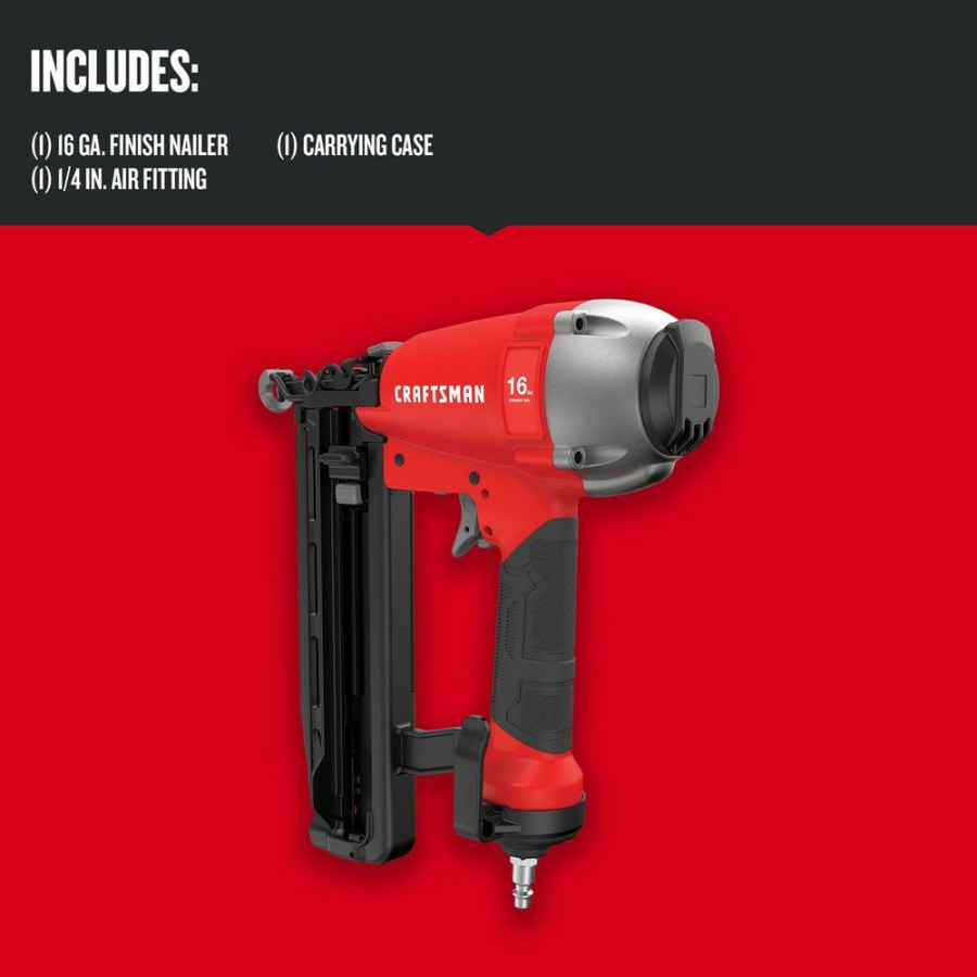 Power Tools Craftsman Nailers | Craftsman Cmpfn16K 16 Gauge 1 In. To 2-1/2 In. Pneumatic Straight Finish Nailer