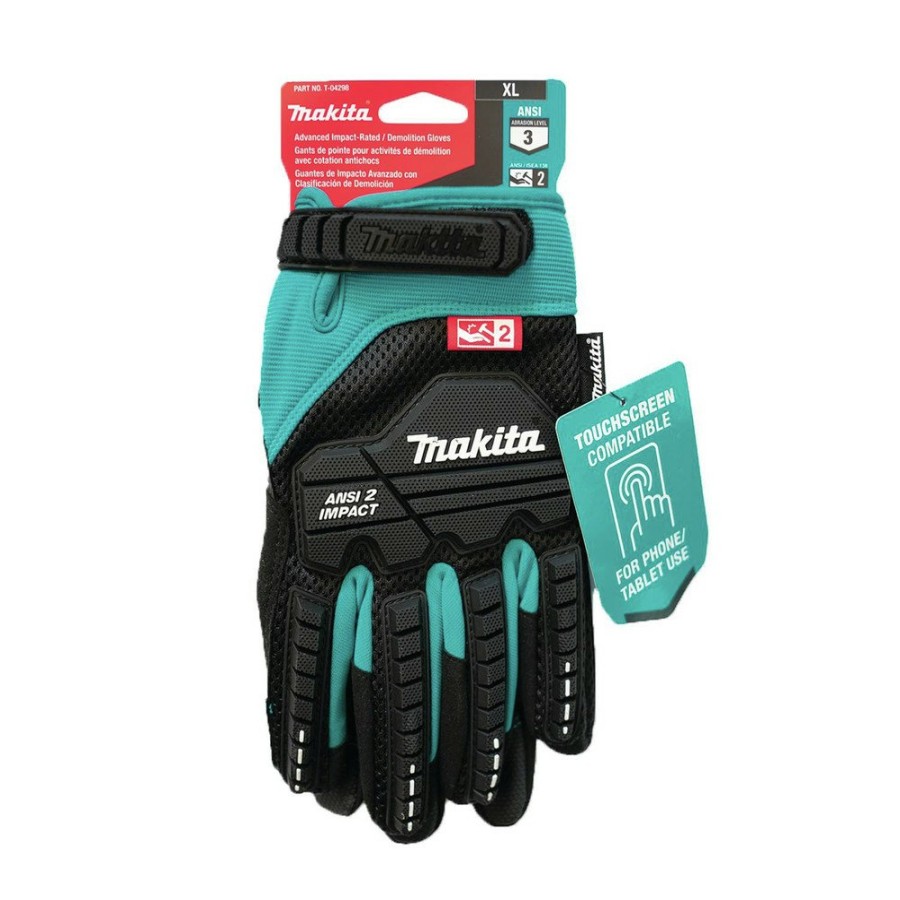 Safety Equipment Makita | Makita T-04276 Advanced Ansi 2 Impact-Rated Demolition Gloves - Medium