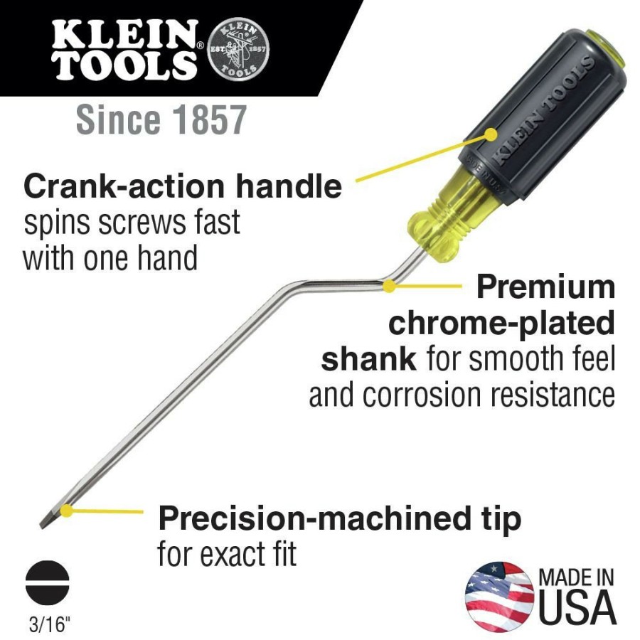 Hand Tools Klein Tools | Klein Tools 670-6 3/16 In. Cabinet Tip 6 In. Shank Rapi-Driv Screwdriver