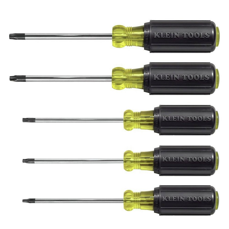 Hand Tools Klein Tools | Klein Tools 19555 5-Piece Torx Cushion Grip Screwdriver Set With T15, T20, T25, T27 And T30 Tip Sizes