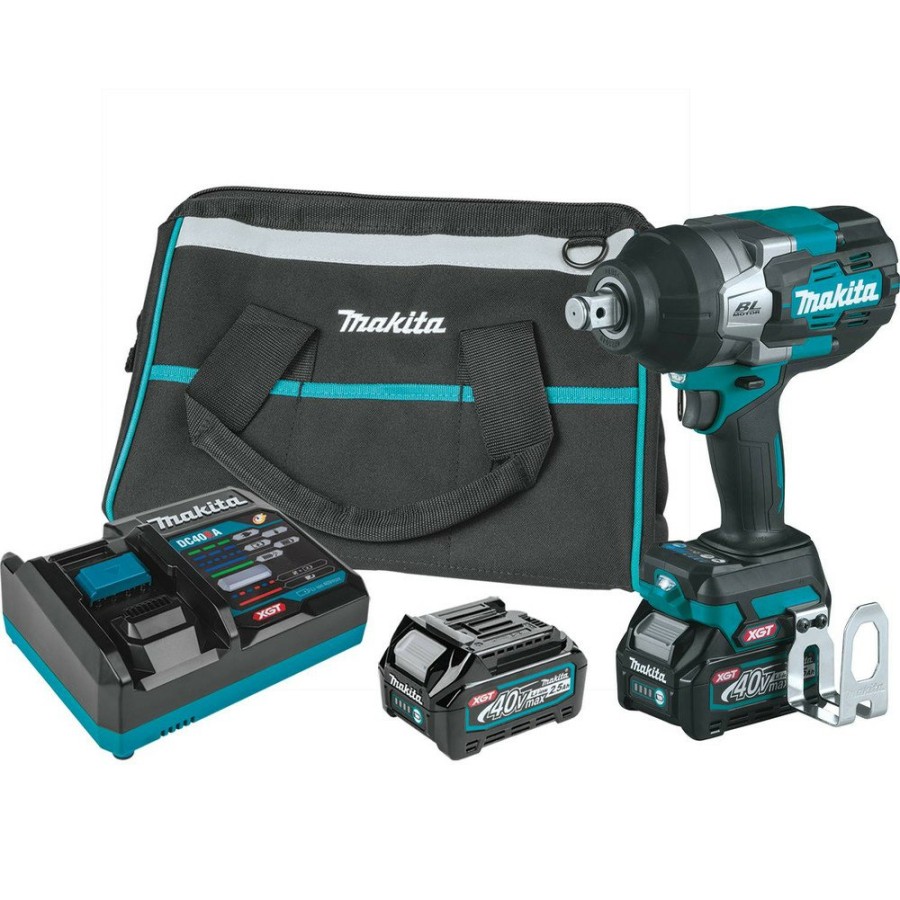 Power Tools Makita | Makita Gwt01D 40V Max Xgt Brushless Lithium-Ion 3/4 In. Cordless 4-Speed High-Torque Impact Wrench With Friction Ring Anvil Kit (2.5 Ah)