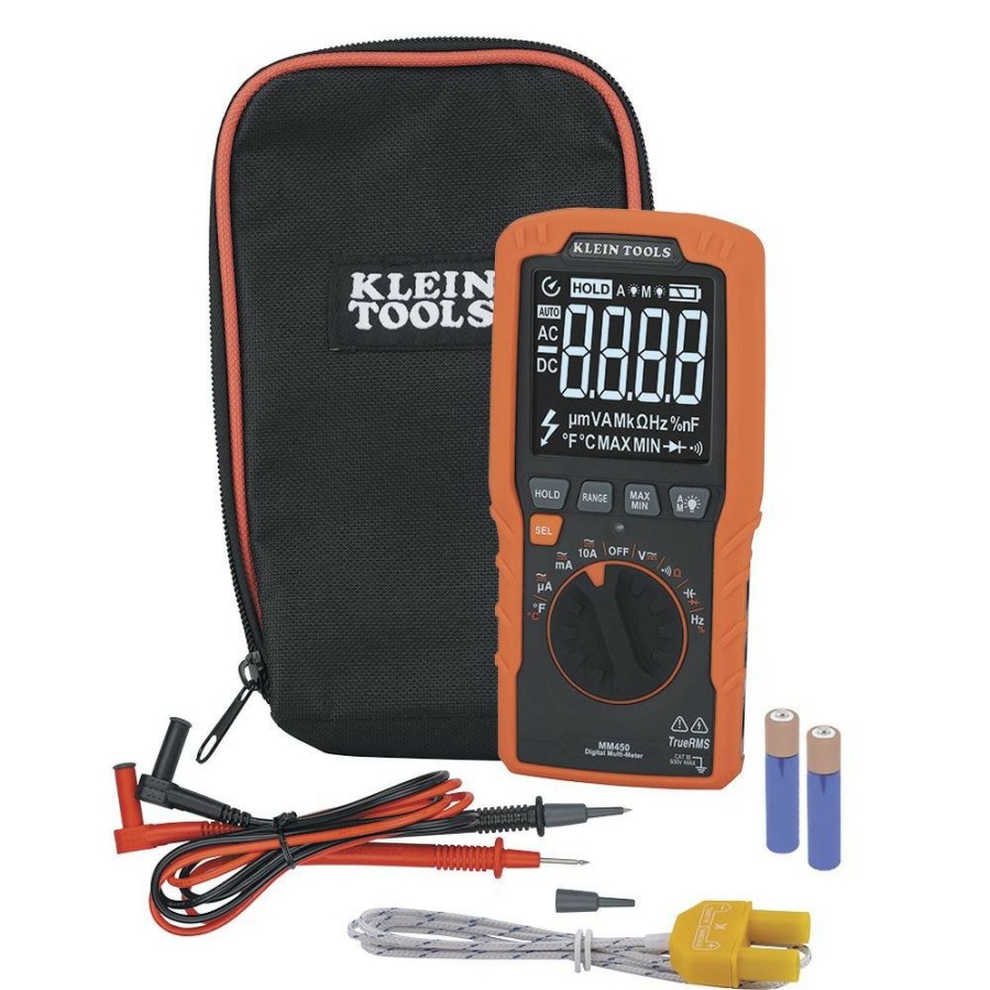 Automotive Klein Tools Multimeters | Klein Tools Mm450 600V Trms Auto-Ranging Slim Digital Multimeter