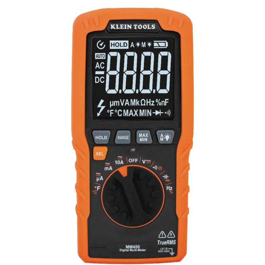 Automotive Klein Tools Multimeters | Klein Tools Mm450 600V Trms Auto-Ranging Slim Digital Multimeter