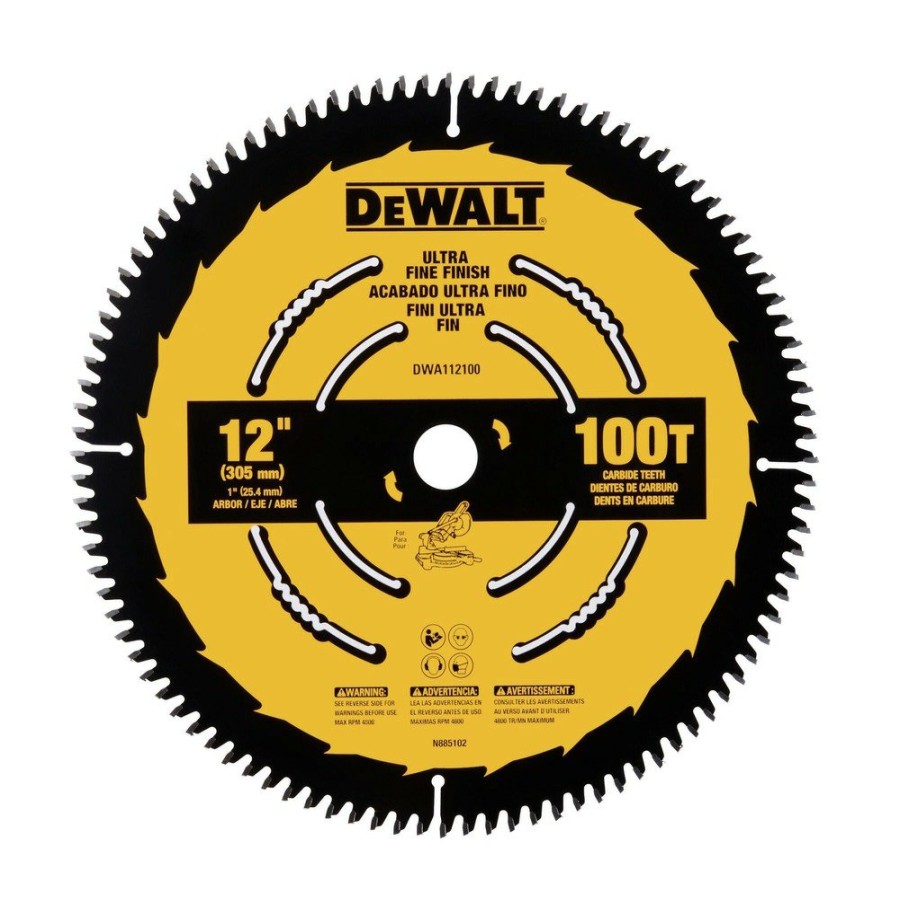 Power Tool Accessories Dewalt Circular Saw Blades | Dewalt Dwa112100 12 In. 100T Tungsten Carbide-Tipped Steel Ultra Fine Finish Circular Saw Blade