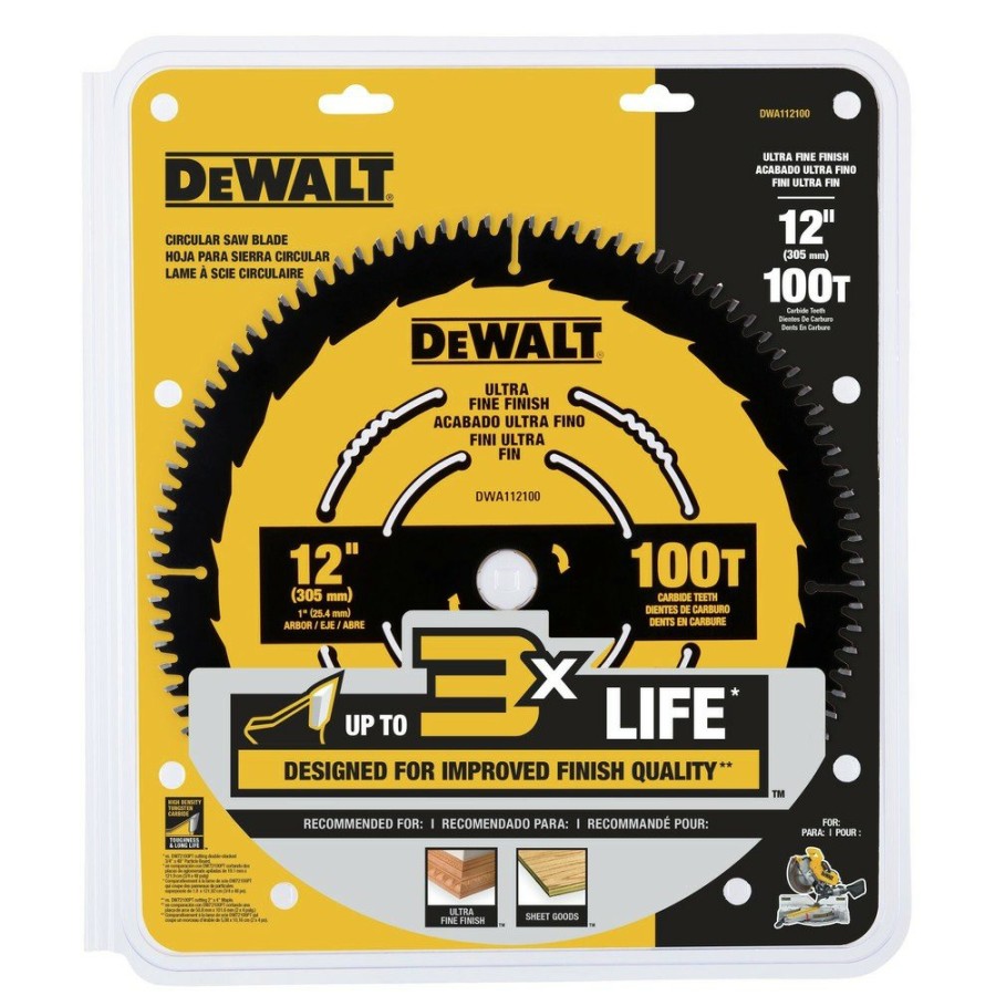 Power Tool Accessories Dewalt Circular Saw Blades | Dewalt Dwa112100 12 In. 100T Tungsten Carbide-Tipped Steel Ultra Fine Finish Circular Saw Blade