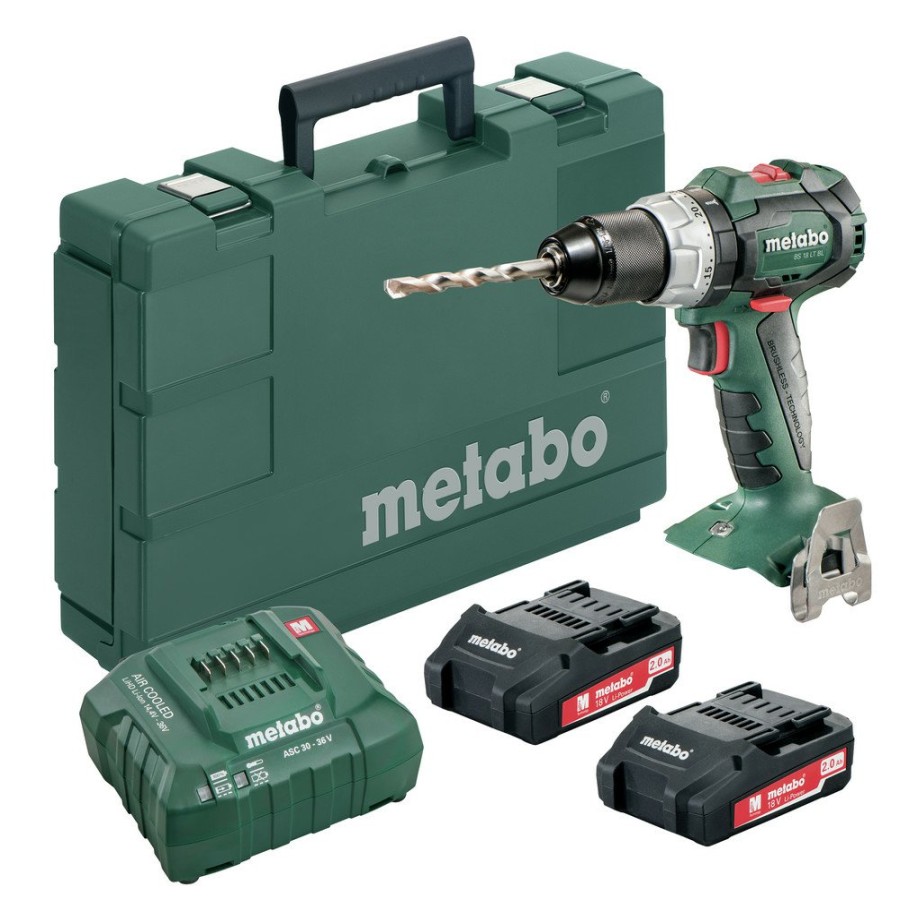 Power Tools Metabo Drill Drivers | Metabo 602325520 18V Bs 18 Lt Bl Lithium-Ion Brushless 1/2 In. Cordless Drill Kit (2 Ah)