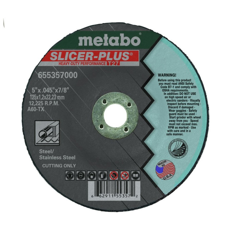 Power Tool Accessories Metabo Grinding Wheels | Metabo Us655357010 10-Piece A60Tx Cutting Wheel 5 In X .045 In X 7/8 In Slicer Plus T27