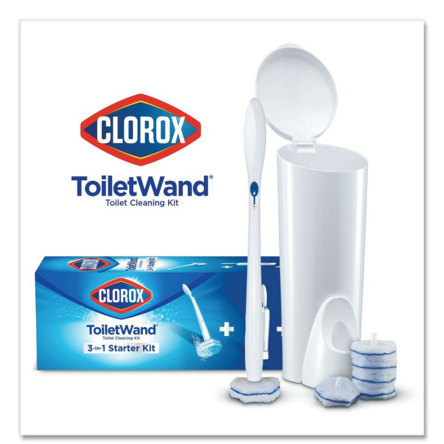 Plumbing And Drain Cleaning Clorox | Clorox 03191 Toiletwand Disposable Toilet Cleaning System With Caddy And Refills - White (6/Carton)