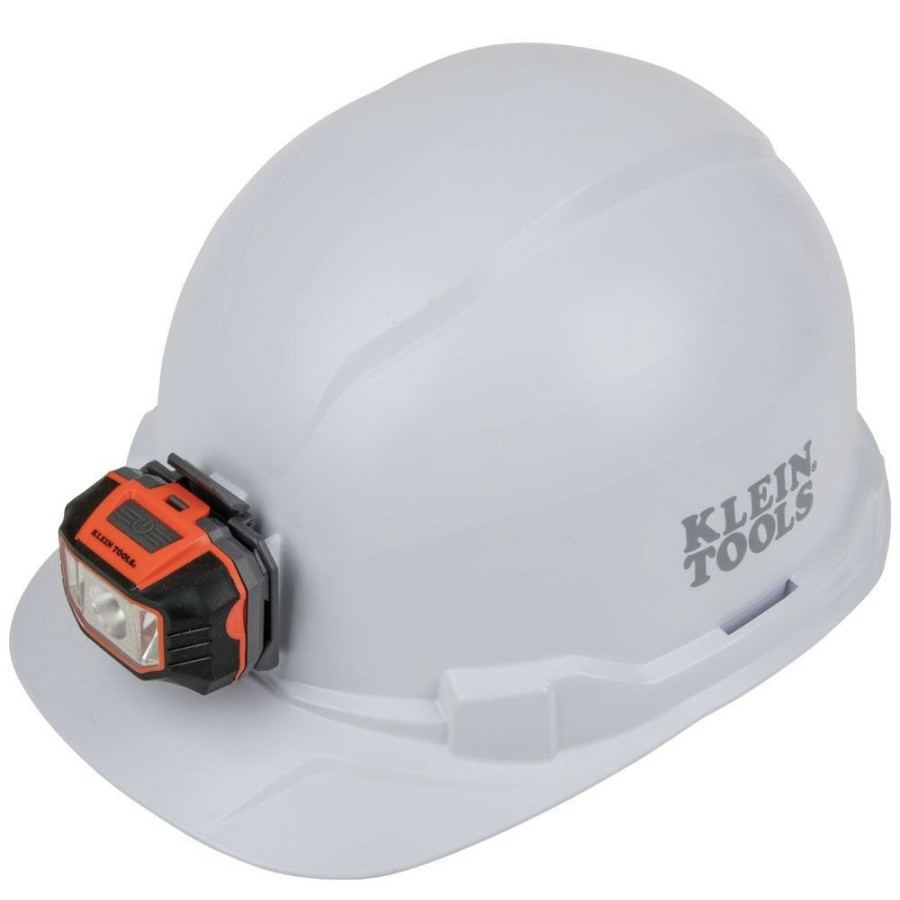 Safety Equipment Klein Tools Hard Hats | Klein Tools 60107 Non-Vented Cap Style Hard Hat With Headlamp - White