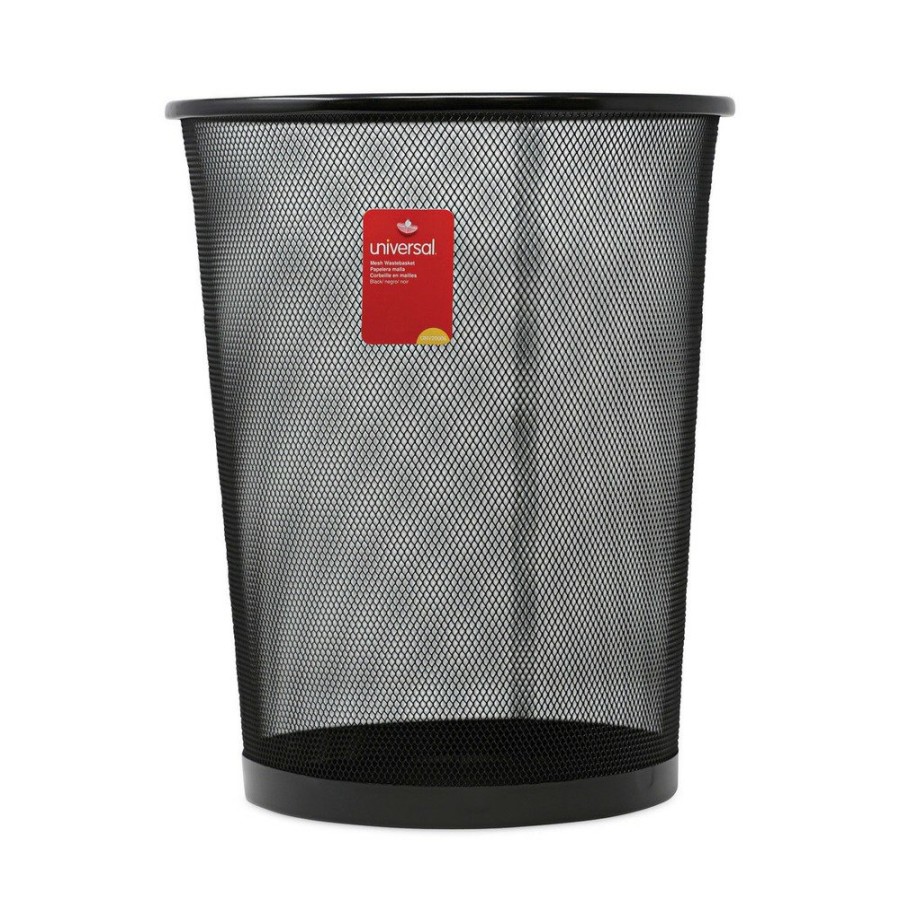 Facility Maintenance & Supplies Universal | Universal Unv20008 18-Quart Steel Mesh Wastebasket - Black