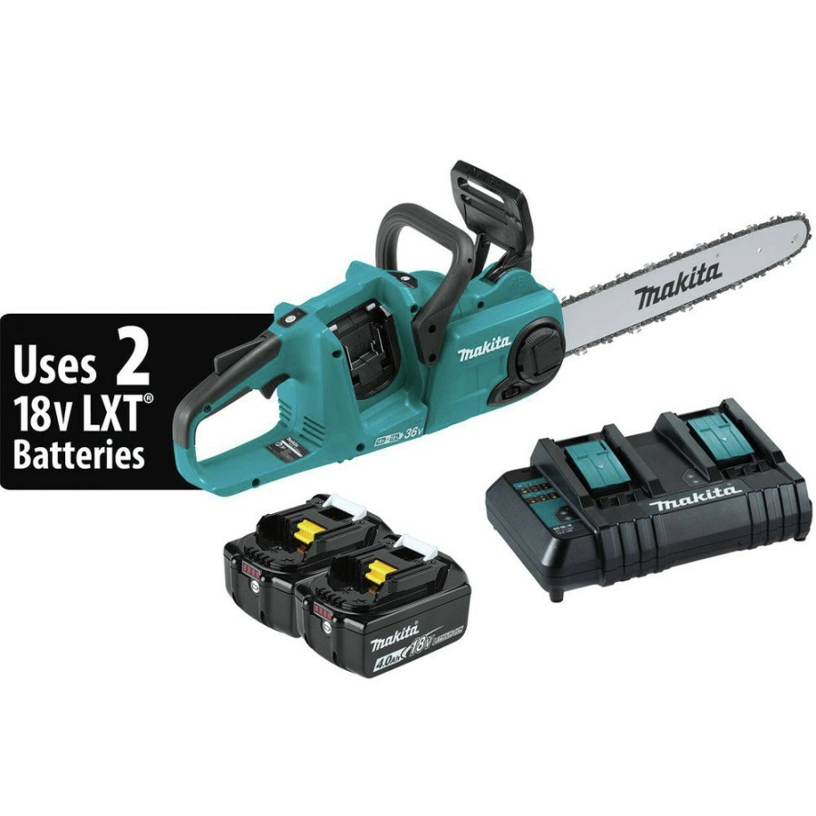 Outdoor Power Tools & Equipment Makita | Makita Xcu04Cm 18V X2 (36V) Lxt Brushless Lithium-Ion 16 In. Cordless Chainsaw Kit With 2 Batteries (4 Ah)