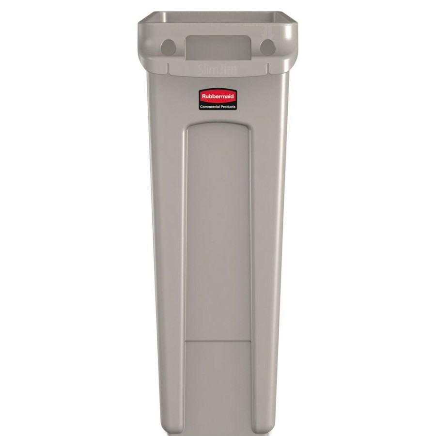 Facility Maintenance & Supplies Rubbermaid Commercial | Rubbermaid Commercial Fg354060Beig 23 Gallon Rectangular Plastic Slim Jim Receptacle With Venting Channels - Beige