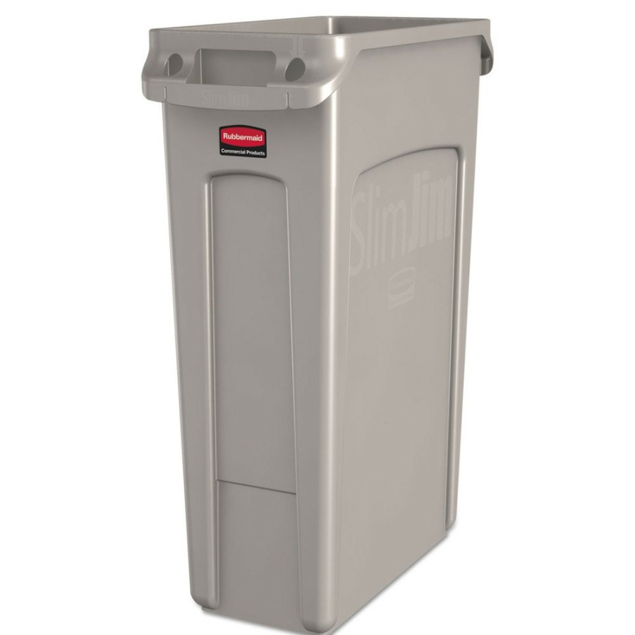 Facility Maintenance & Supplies Rubbermaid Commercial | Rubbermaid Commercial Fg354060Beig 23 Gallon Rectangular Plastic Slim Jim Receptacle With Venting Channels - Beige