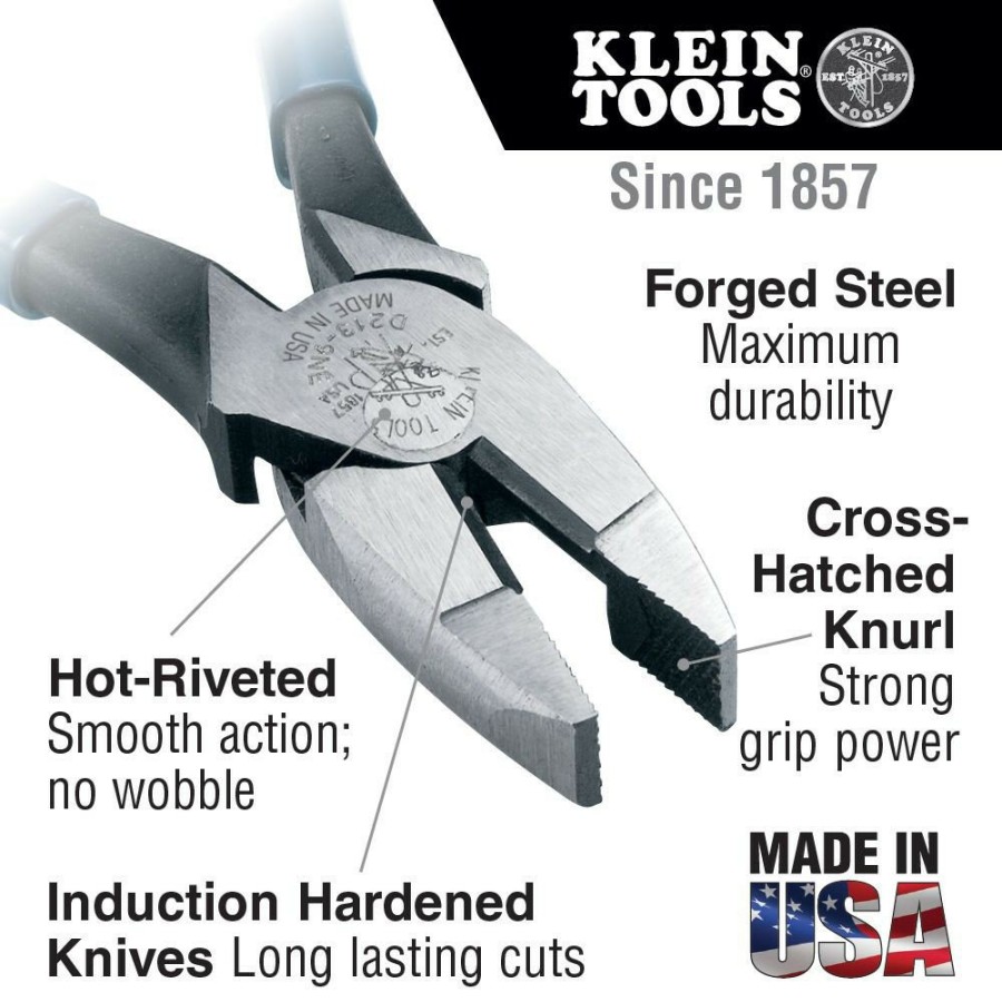 Hand Tools Klein Tools | Klein Tools J20017Ne 7 In. Heavy-Duty Lineman'S Pliers