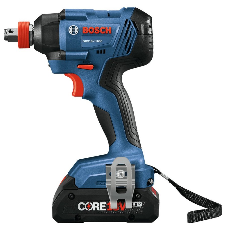 Power Tools Bosch Impact Drivers | Bosch Gdx18V-1600B12 18V Freak Lithium-Ion 1/4 In. And 1/2 In. Cordless Two-In-One Bit/Socket Impact Driver Kit (2 Ah)