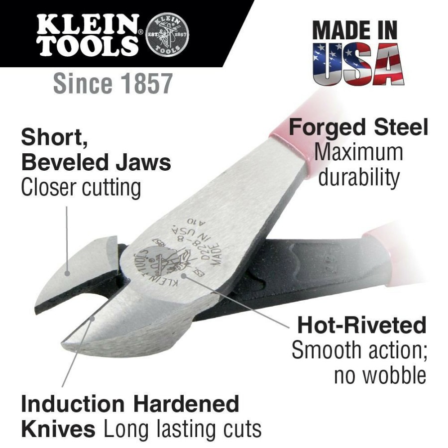 Hand Tools Klein Tools | Klein Tools D2000-28 Heavy-Duty High-Leverage 8 In. Diagonal Cutting Pliers