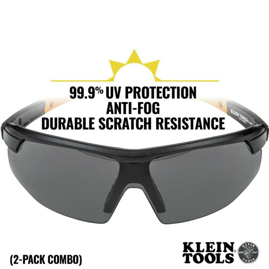 Safety Equipment Klein Tools Safety Glasses | Klein Tools 60174 2-Piece Standard Semi Frame Safety Glasses Combo Pack - Clear/Gray Lens