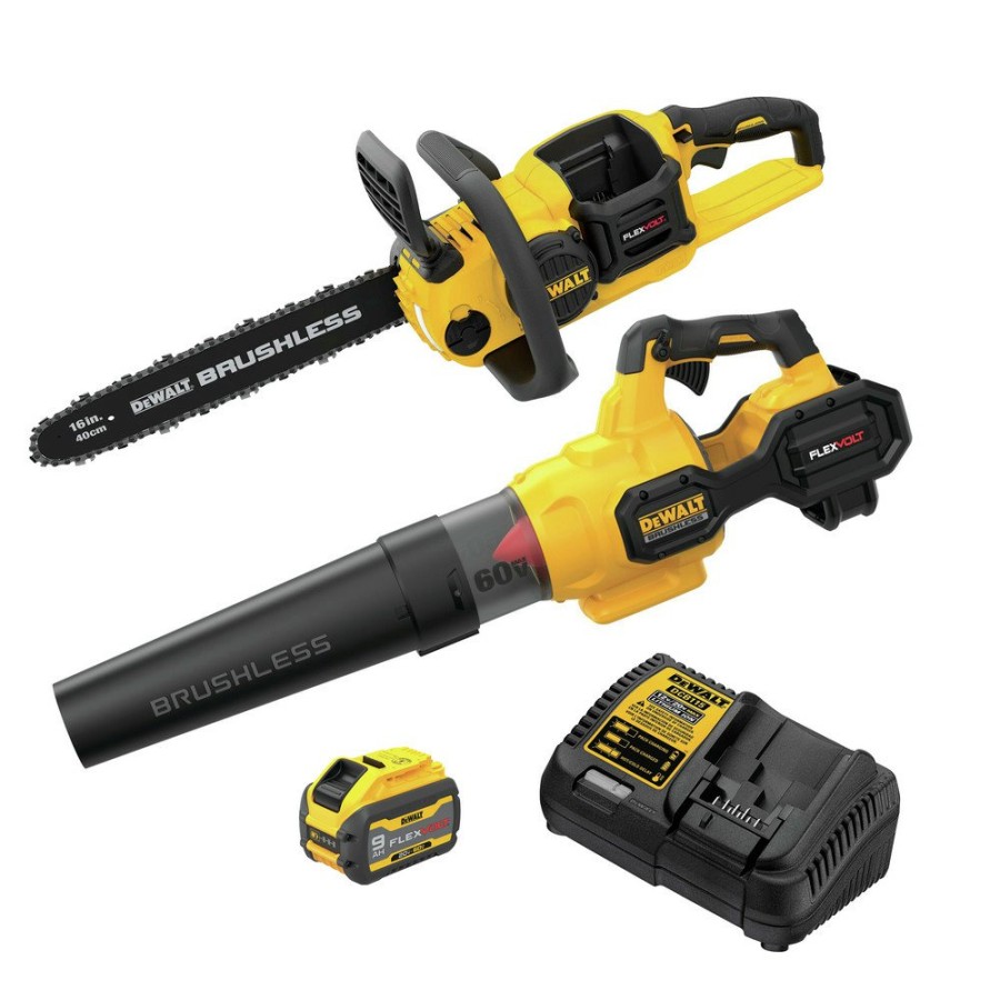 Outdoor Power Tools & Equipment Dewalt | Dewalt Dcbl772X1-Dccs670B 60V Max Flexvolt Brushless Lithium-Ion Cordless Handheld Axial Blower And 16 In. Chainsaw Bundle (3 Ah)