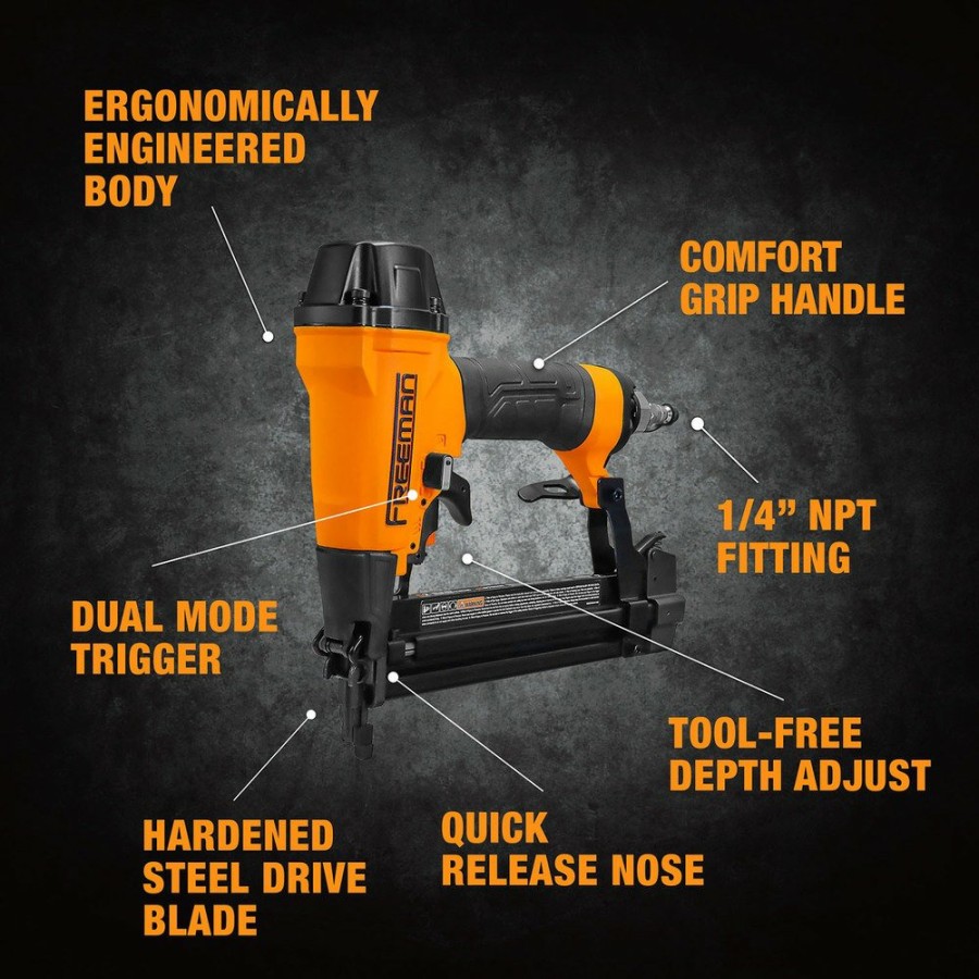 Air Tools And Equipment Freeman Pneumatic Staplers | Freeman G2St9040 2Nd Generation Pneumatic 18 Ga. 1-5/8 In. Narrow Crown Stapler With Adjustable Metal Belt Hook And 1/4 In. Npt Air Connector