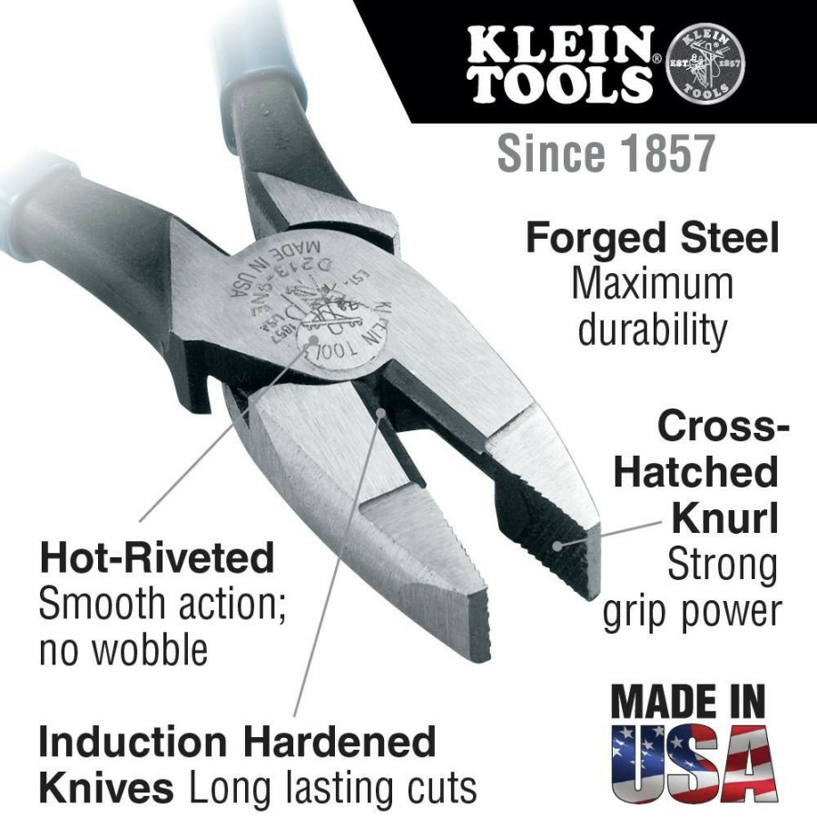 Hand Tools Klein Tools | Klein Tools D2000-9Ne Lineman'S 9 In. Pliers