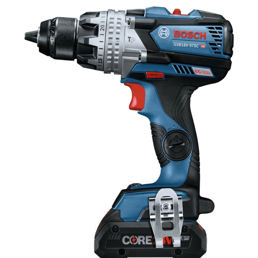 Power Tools Bosch Hammer Drills | Factory Reconditioned Bosch Gsb18V-975Cb25-Rt 18V Brushless Lithium-Ion 1/2 In. Cordless Connected-Ready Hammer Drill Driver Kit With 2 Batteries (4 Ah)