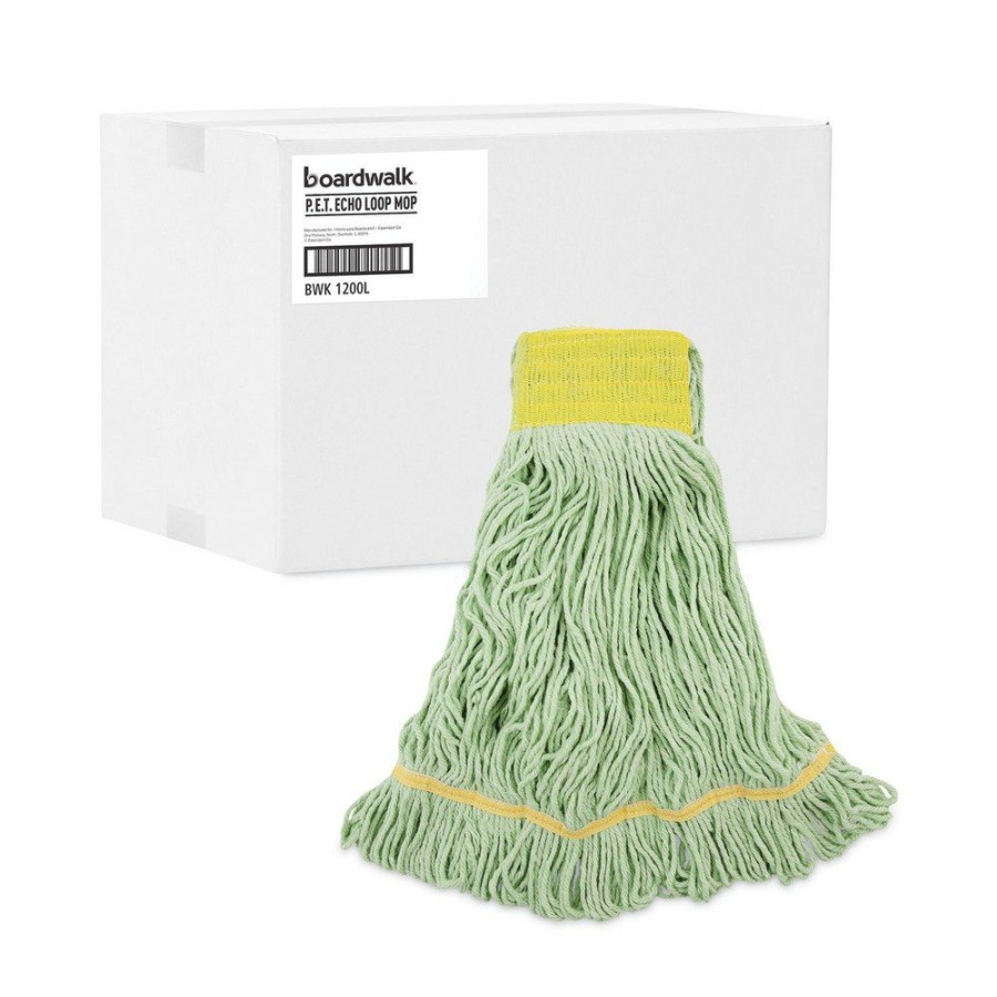 Facility Maintenance & Supplies Boardwalk Cleaning Tools | Boardwalk Bwk1200Lct Ecomop Recycled Fiber Looped-End Mop Heads - Large, Green (12/Carton)