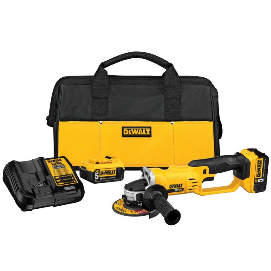 Power Tools Dewalt Cut Off Grinders | Dewalt Dcg412P2 20V Max Brushed Lithium-Ion 5 In. Cordless Grinder Kit With (2) 5 Ah Batteries