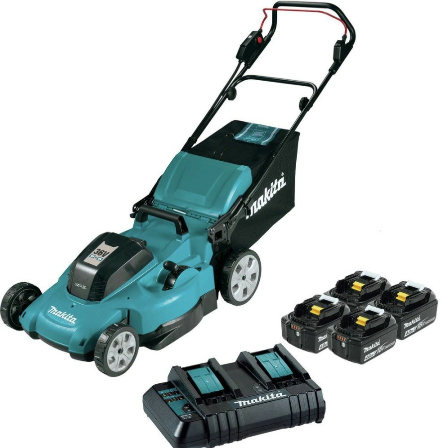 Outdoor Power Tools & Equipment Makita | Makita Xml10Cm1 36V (18V X2) Lxt Brushed Lithium-Ion 21 In. Cordless Lawn Mower Kit With 4 Batteries (4 Ah)