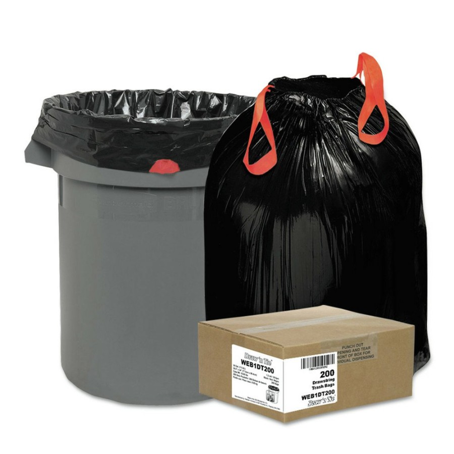 Facility Maintenance & Supplies Draw 'n Tie | Draw 'N Tie Web1Dt200 30.5 In. X 33 In. 30 Gallon 1.2 Mil Heavy-Duty Trash Bags - Black (200/Box)