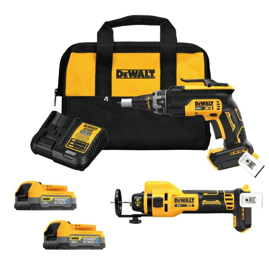 Power Tools Dewalt Screw Guns | Dewalt Dck265E2 20V Max Brushless Screwgun And Cutout Kit (1.7 Ah)