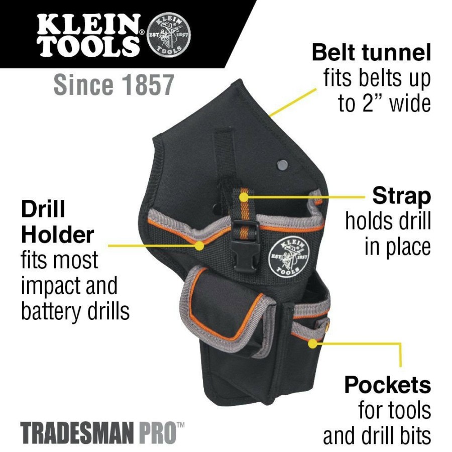 Tool Storage Klein Tools | Klein Tools 5183 Tradesman Pro Drill Pouch Tool Bag