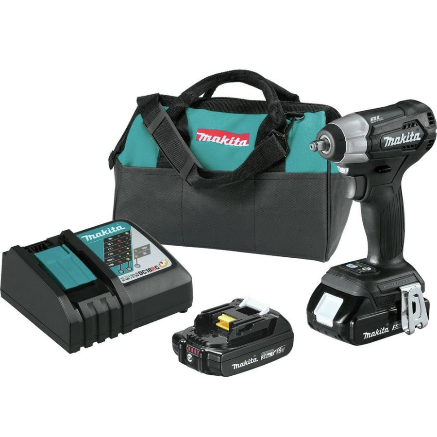 Power Tools Makita | Makita Xwt12Rb 18V Lxt 2.0 Ah Lithium-Ion Sub-Compact Brushless Cordless 3/8 In. Sq. Drive Impact Wrench Kit