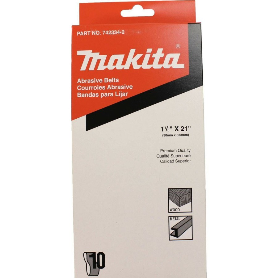 Power Tool Accessories Makita Sanding Belts | Makita 742334-2 10-Pack 150 Grit 1 1/8 In. X 21 In. Abrasive Belt