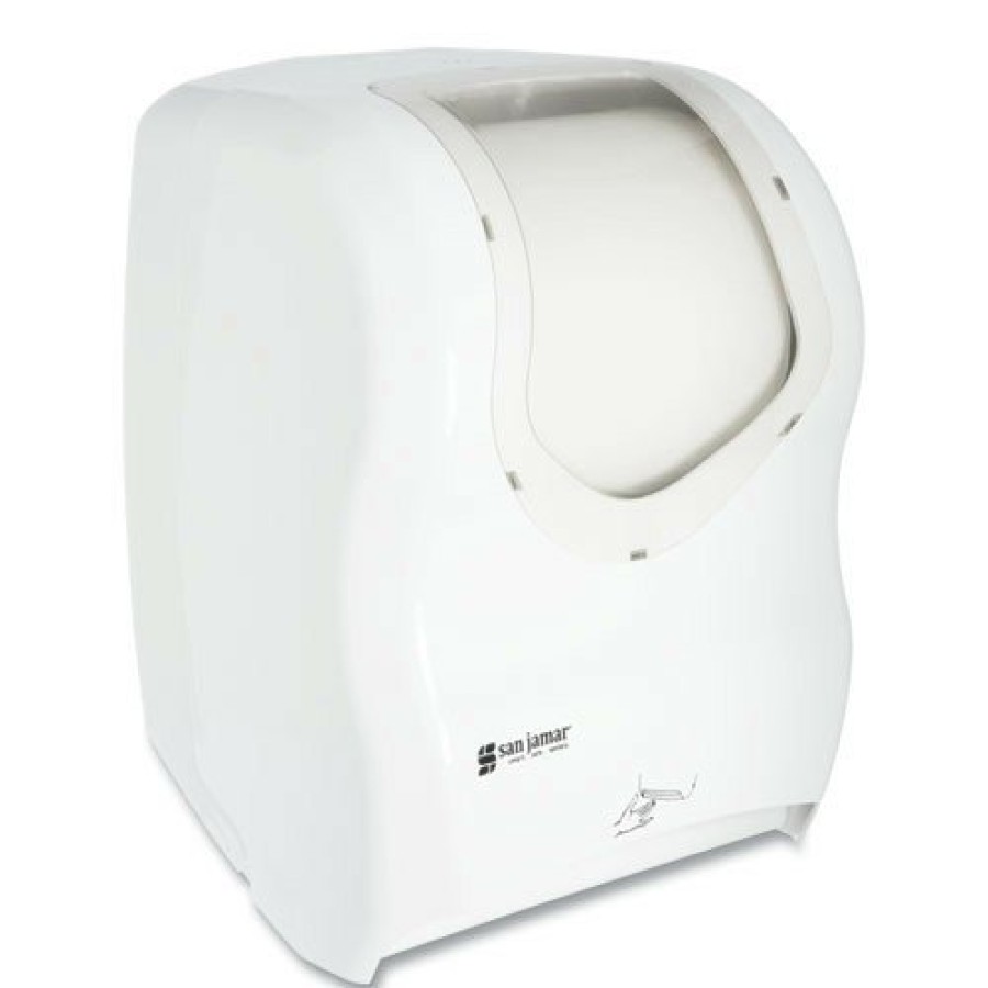 Facility Maintenance & Supplies San Jamar | San Jamar T1470Whcl 16.5 In. X 9.75 In. X 12 In. Smart System With Iq Sensor Towel Dispenser - White/Clear