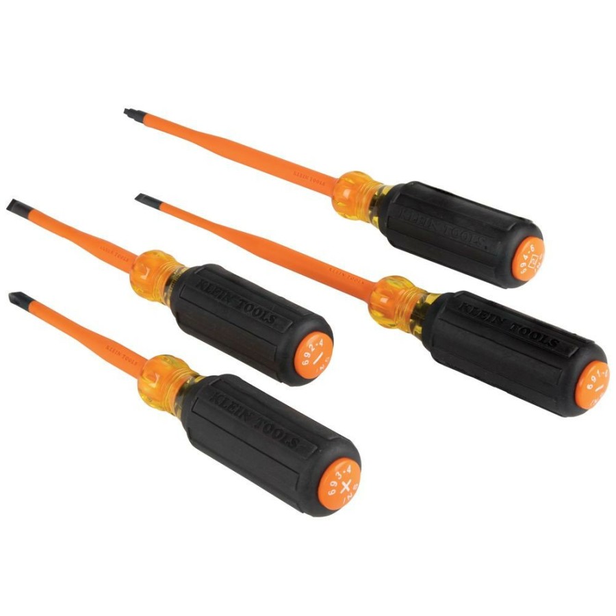 Hand Tools Klein Tools | Klein Tools 33734Ins 1000V Slim Tip Insulated Screwdriver Set (4-Piece)