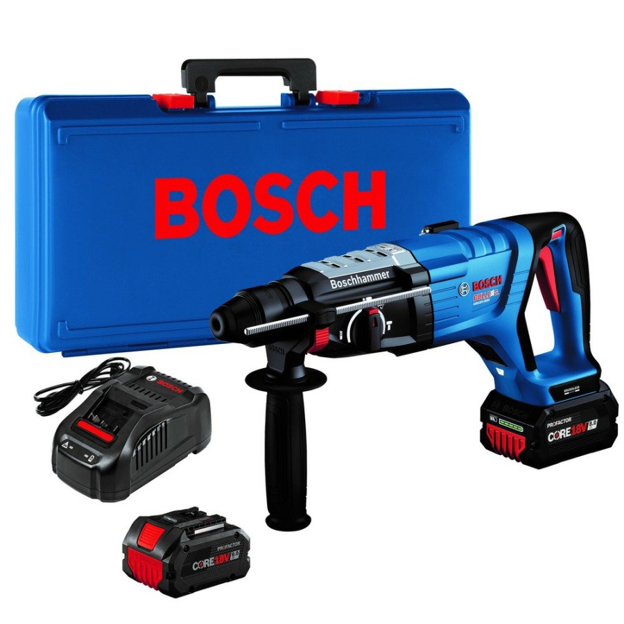 Power Tools Bosch Rotary Hammers | Factory Reconditioned Bosch Gbh18V-28Dck24-Rt 18V Profactor Brushless Lithium-Ion 1-1/8 In. Cordless Connected-Ready Sds-Plus Bulldog Rotary Hammer Kit With 2 Batteries (8 Ah)