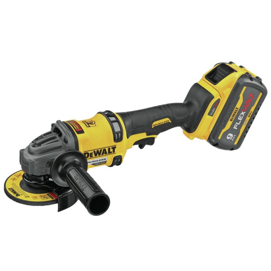 Power Tools Dewalt Angle Grinders | Dewalt Dcg418X2 Flexvolt 60V Max Brushless Lithium-Ion 4-1/2 In. - 6 In. Cordless Grinder Kit With Kickback Brake And (2) 9 Ah Batteries