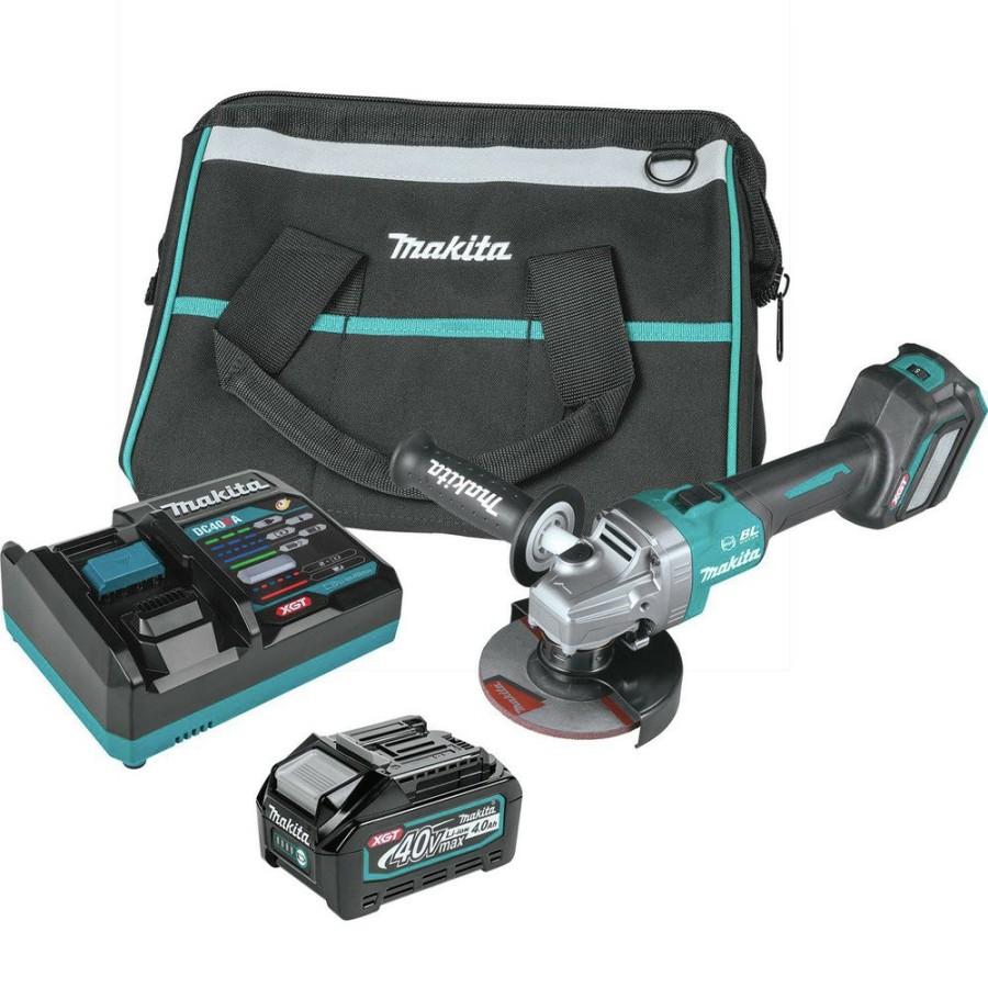 Power Tools Makita Angle Grinders | Makita Gag04M1 40V Max Xgt Brushless Lithium-Ion 4-1/2 In./5 In. Cordless Angle Grinder Kit With Electric Brake And Aws (4 Ah)