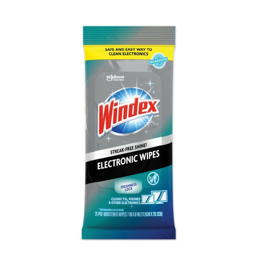 Facility Maintenance & Supplies Windex Cleaners | Windex 319248 7 In. X 10 In. 1-Ply Electronics Cleaner - Neutral Scent, White (25/Pack, 12 Packs/Carton)