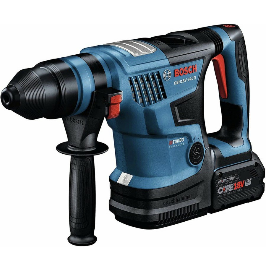 Power Tools Bosch Rotary Hammers | Factory Reconditioned Bosch Gbh18V-34Cqb24-Rt 18V Brushless Lithium-Ion 1-1/4 In. Cordless Profactor Sds-Plus Bulldog Rotary Hammer Kit With 2 Batteries (8 Ah)