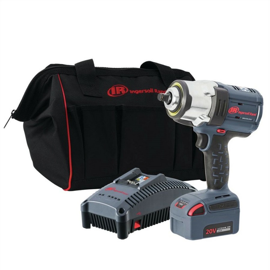 Power Tools Ingersoll Rand | Ingersoll Rand Irtw7152-K12 Iqv20 Brushless Lithium-Ion 1/2 In. Cordless High Torque Impact Wrench Kit (5 Ah)