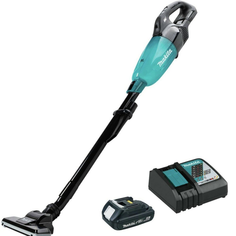 Vacuums Makita | Makita Xlc09R1B 18V Lxt Brushless Lithium-Ion Compact Cordless 4 Speed Vacuum Kit With Push Button (2 Ah)