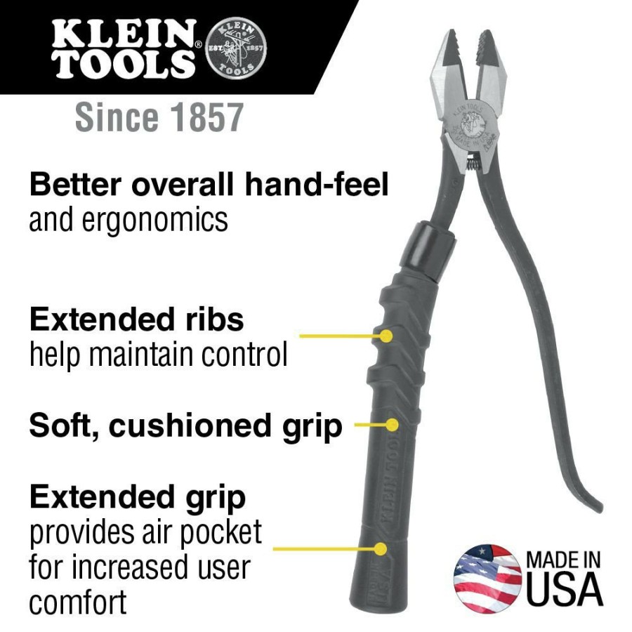 Hand Tools Klein Tools | Klein Tools M2017Csta 9 In. Slim Head Comfort Grip Ironworker'S Pliers With Aggressive Knurl