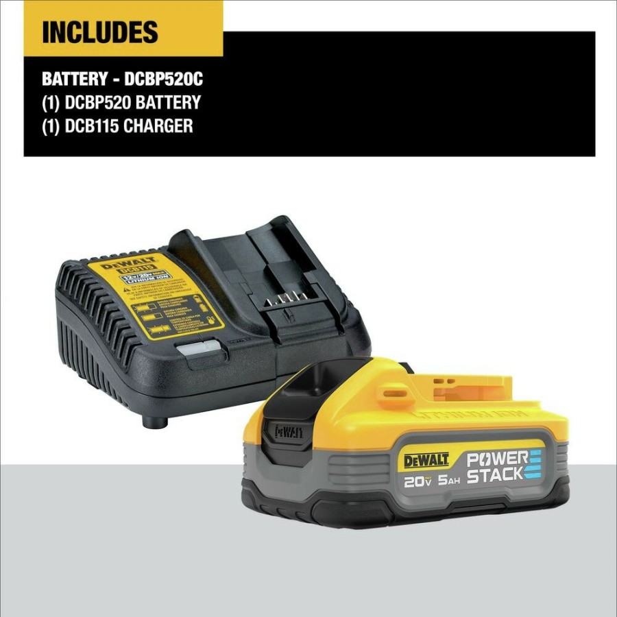 Batteries & Chargers Dewalt | Dewalt Dcbp520C Powerstack 20V Max 5 Ah Lithium-Ion Battery And Charger Kit